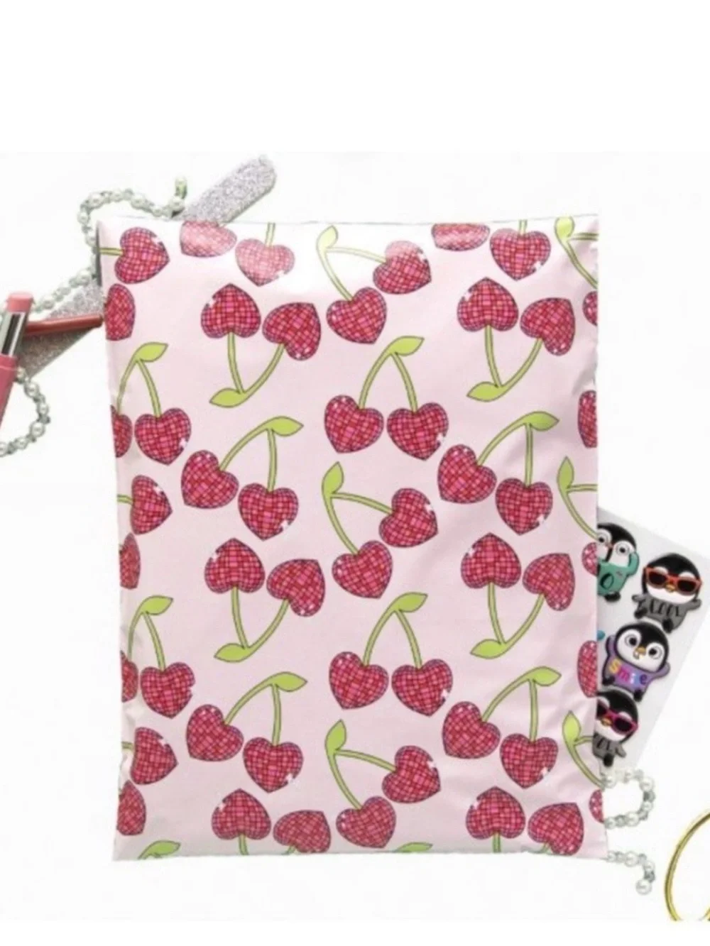 10 (14.5” x 19”) XXL Pink with Cherry Hearts Poly Mailers Poly Bags Shipping